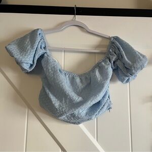 Baby Blue Puff-Sleeve Top